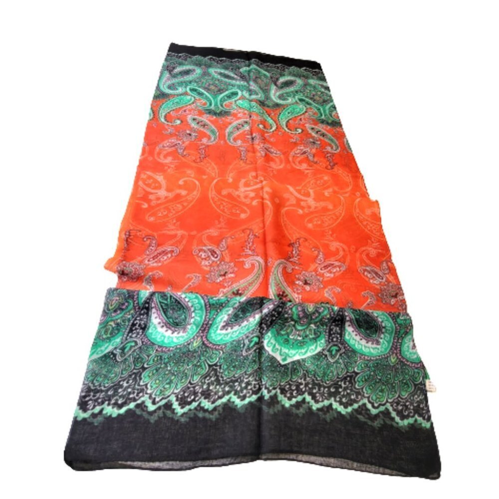Paisley Scarf in Orange and Green - NEW